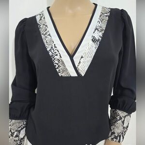 Express Black Blouse with Snake Print Accents